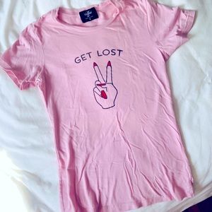 VALFRÉ GET LOST BABY PINK PEACE TEE IN  SIZE SMALL✌🏻